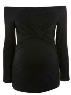 Fun Mum - äitiystoppi Bardot Off Shoulder, musta