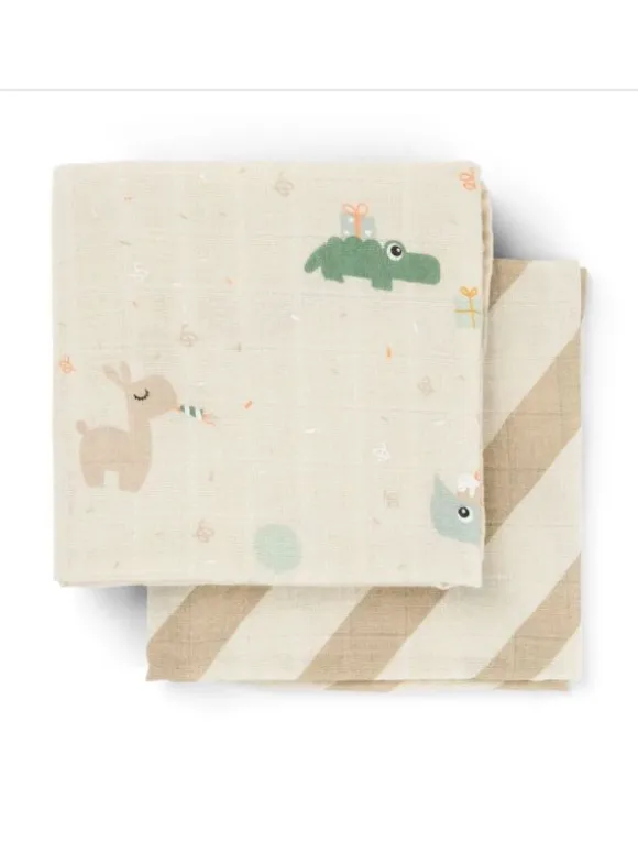 Harsoliina vauvalle 2-pack 70x70 - Celebration Sand – Done By Deer