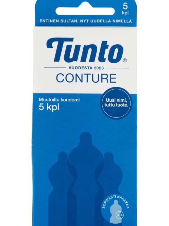 Kondomi Tunto Conture 5 kpl, anatomisesti muotoiltu klassikko kondomi