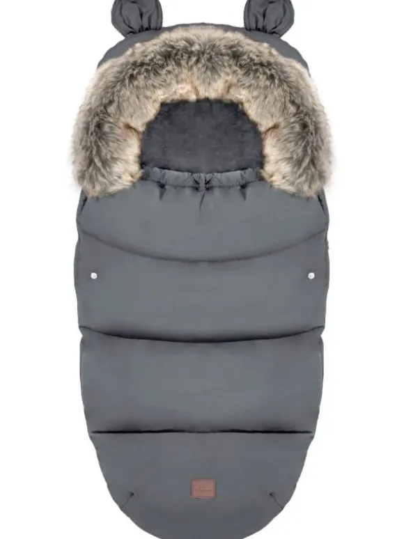 Lämpöpussi rattaisiin nallenkorvilla ja karvalla, dark gray