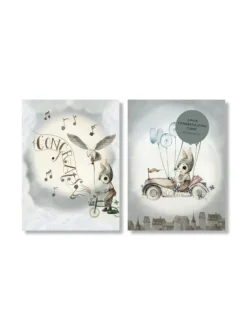 Mrs Mighetto - onnittelukortti 2-pack - FLYING CAR