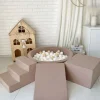 Pehmustettu pallomeri, leikkialusta, liukumäki ja portaat - Beige
