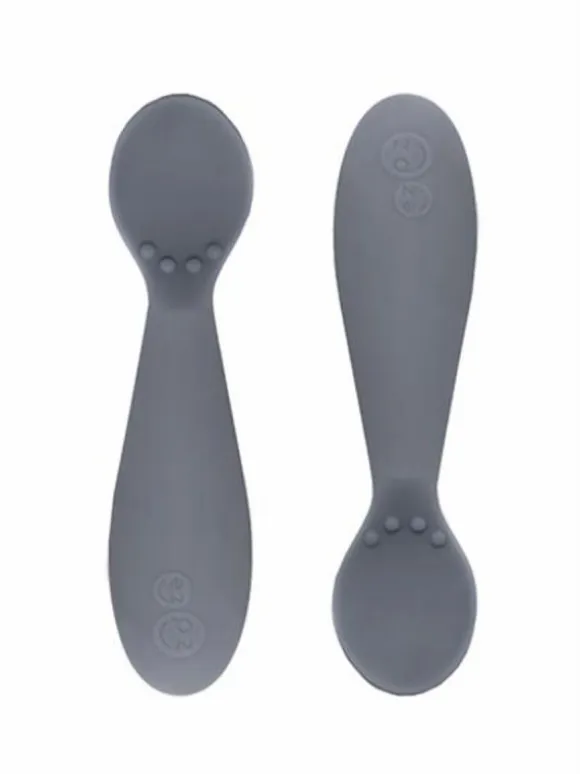 Silikoniset Tiny Spoon ensilusikat Twin-Pack, grey | EZPZ