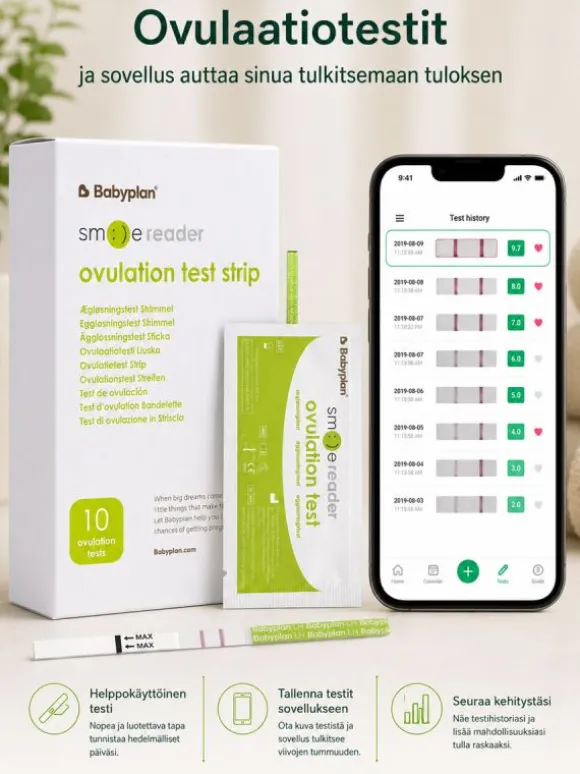 Smile Reader Ovulaatiotesti 10 kpl + Sovellus