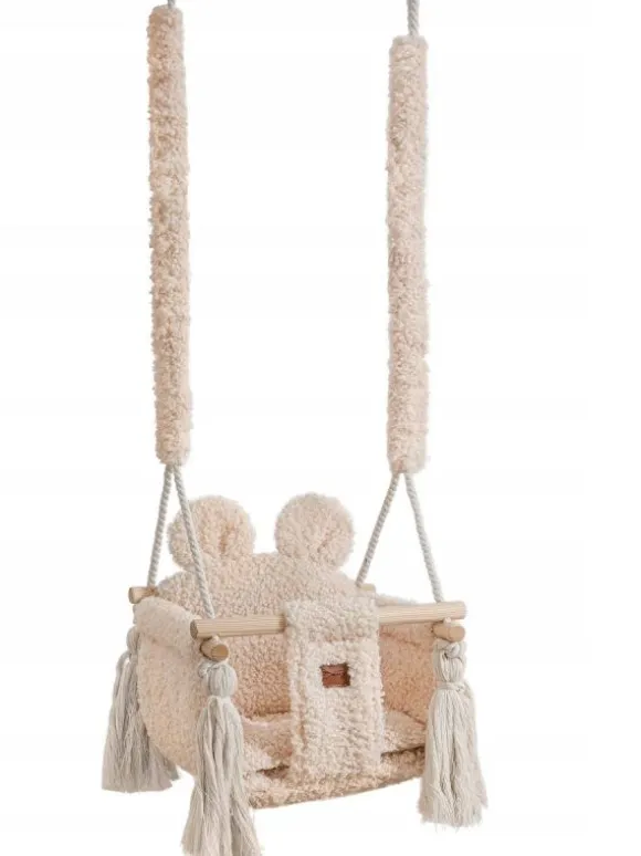 Swing Teddy Bear – lasten suloinen sisäkeinu, Teddy Beige