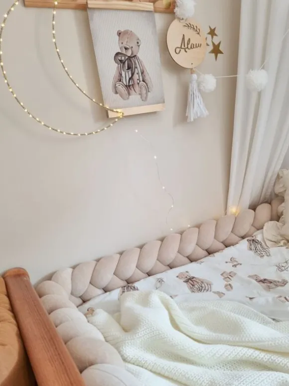 Velvet Palmikko reunasuoja pinnasänkyyn ja juniorisänkyyn - Beige